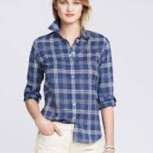 Banana Republic Soft Wash Blue Check Shirt